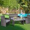 Costway 4PCS Patio Rattan Furniture Set Conversation Glass Table Top Cushioned Turquoise/Red/Grey/Beige/Navy/Black